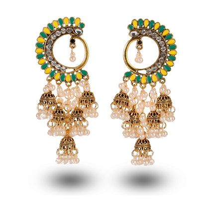Indian Jewelry Women Gold Silver Color Indian Jewelry Half Moon Gypsy Vintage Boho Tribe Tassel Drop Earrings Jhumka Earrings