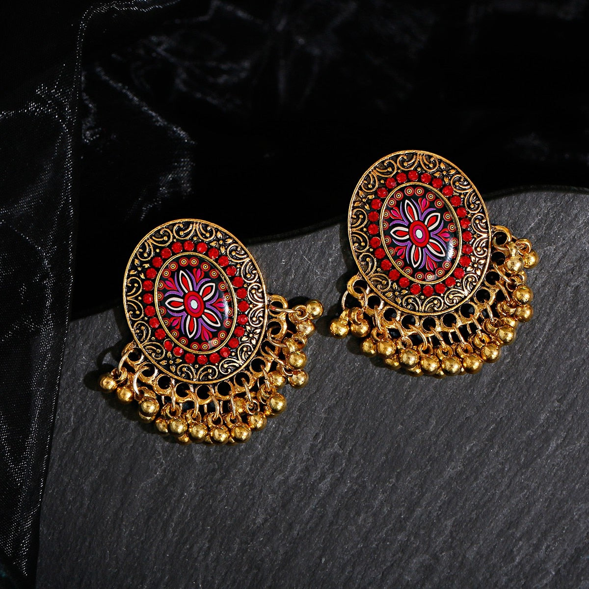 Multicolor Ethnic Flower Earrings Turkey Bijoux Vintage Bohemia Tassel 2023 Indian Jewelry Wedding Dangling Earrings for Brides